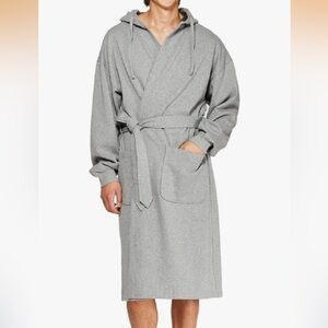 HANES Gray 1901 Fleece Athletic Hooded Robe OS